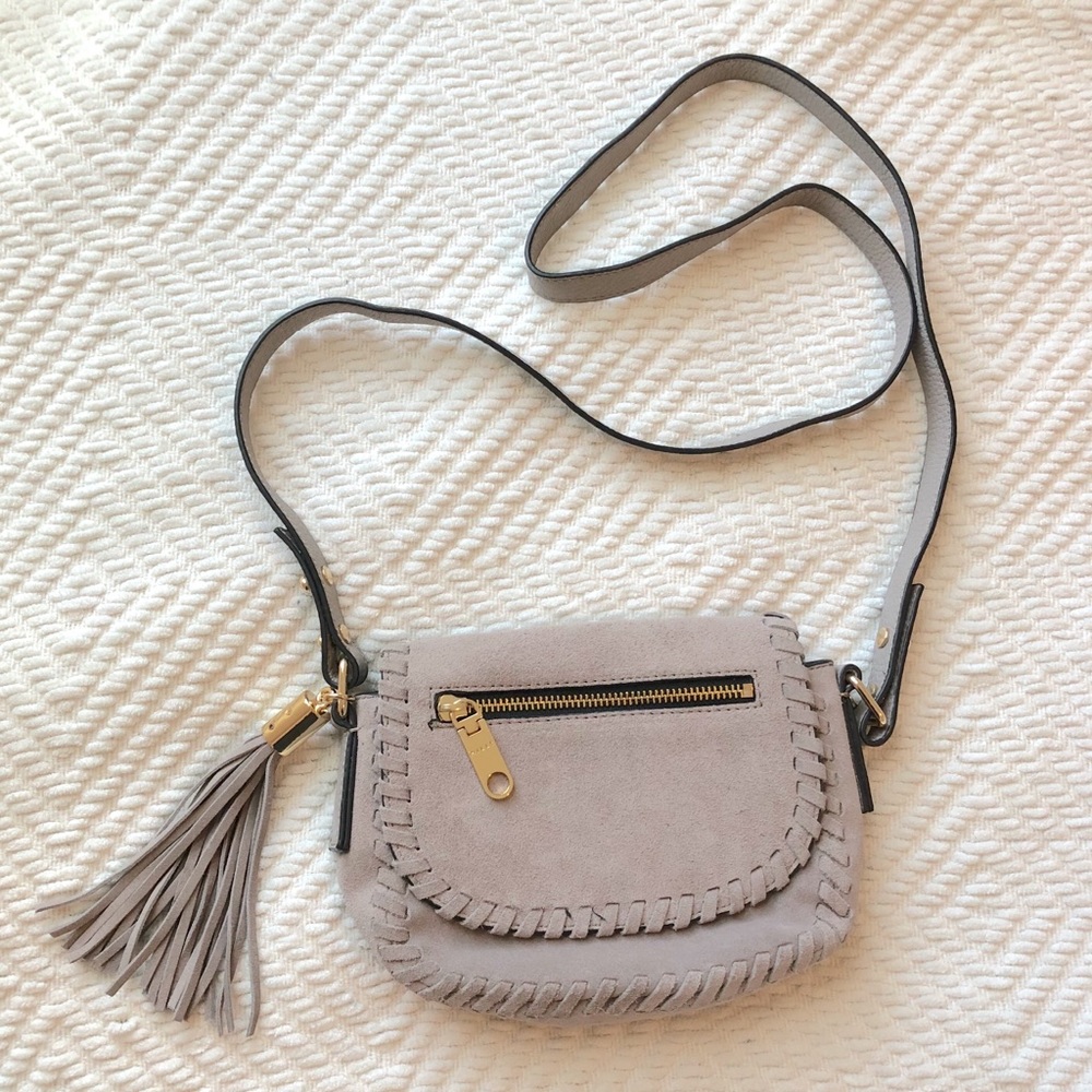 Milly Astor Suede Whipstitch Saddle Crossbody Bag - Picture 2 of 8